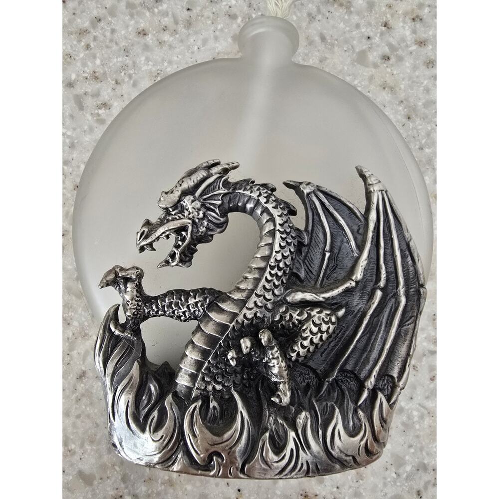 Pewter Glass Dragon Heavy Oil Lamp W.U.I Summit Collection
